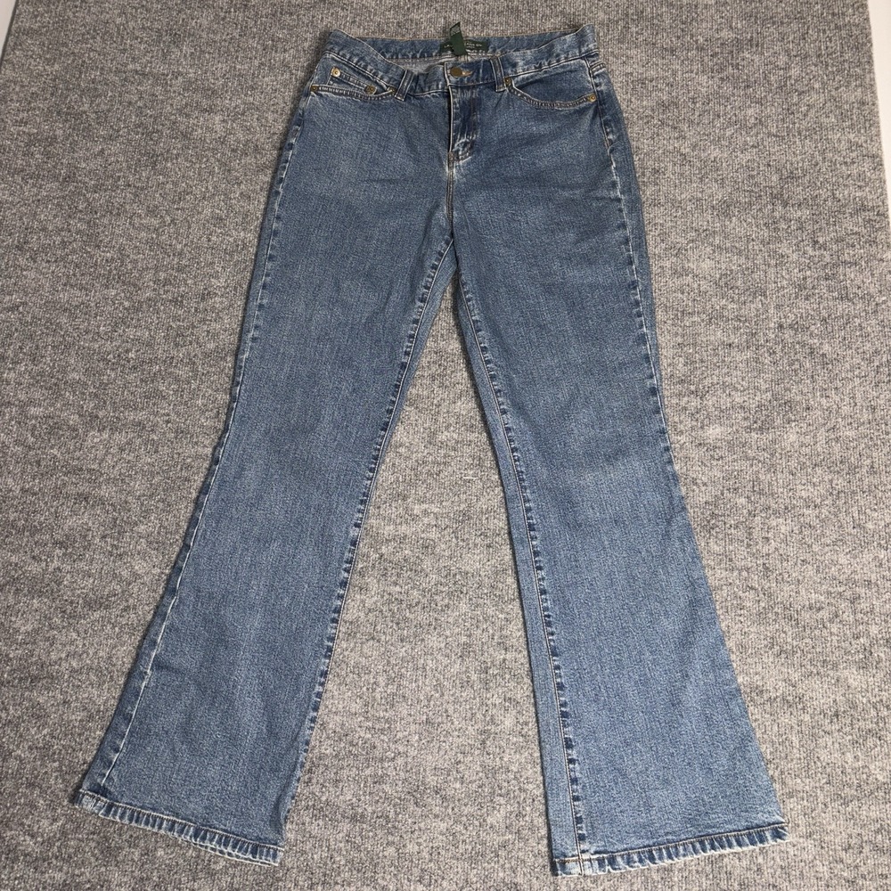 Lauren Ralph Lauren Jeans Womens 6 Blue Bootcut Stretch Flap Pocket Denim Pants